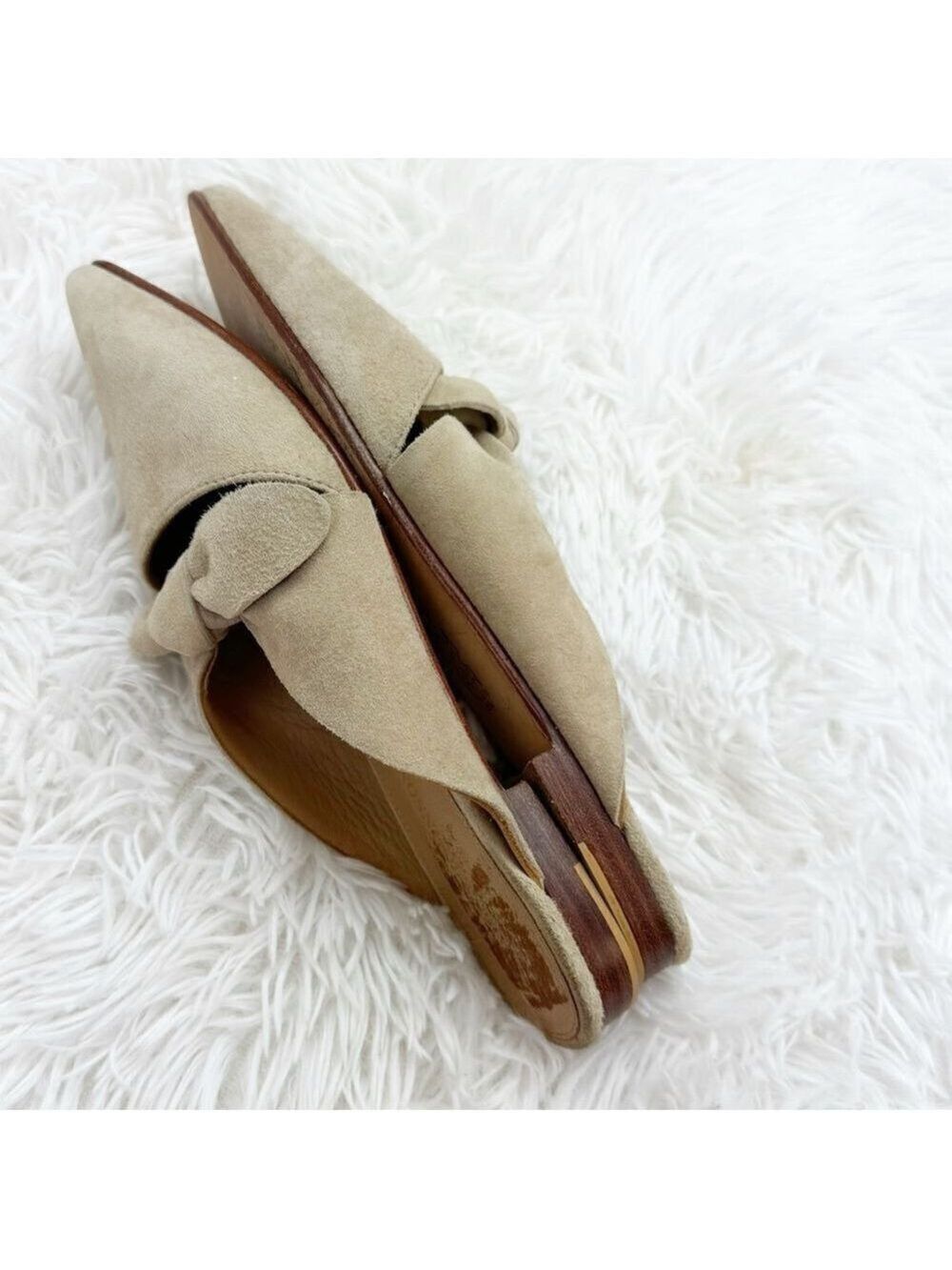 Ulla Johnson Lilo Babouche Noir Suede Knotted Pointed Toe Flats - Picture 7 of 11